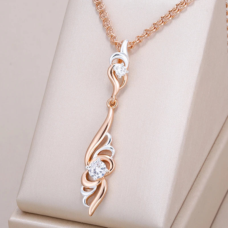 Unique Flower Shape Pendant Necklace Women Fashion 585 Rose Gold Silver Color Mix Boho Pendant Ethnic Daily Jewelry