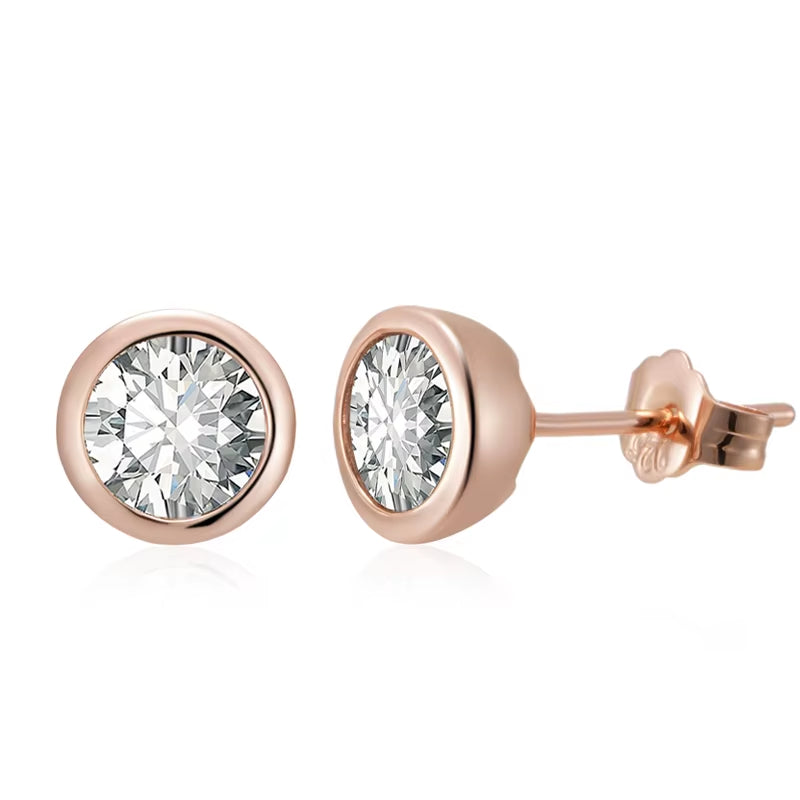 Stud Earrings for Women Simple 585 Rose Gold Color round Earrings High Quality Daily Fine Jewelry