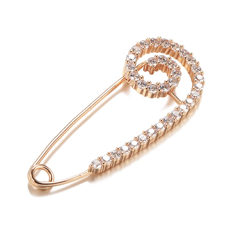 New 585 Rose Gold Fine Brooch for Women Creative Fashion Wedding Jewelry Unique Hollow Natural Zircon Boutonniere 2022 Hot