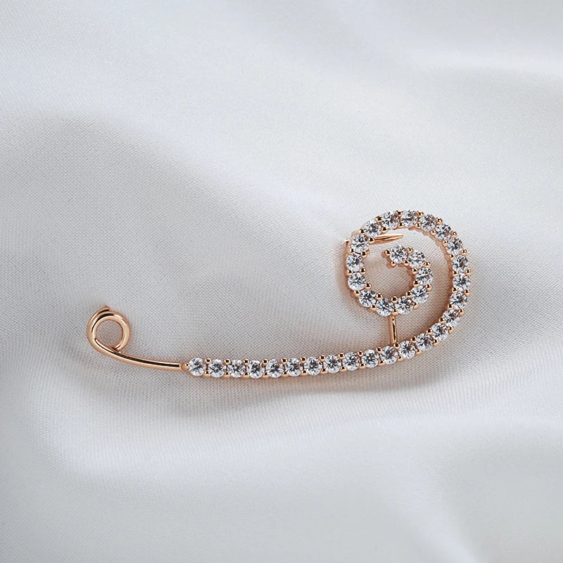 New 585 Rose Gold Fine Brooch for Women Creative Fashion Wedding Jewelry Unique Hollow Natural Zircon Boutonniere 2022 Hot