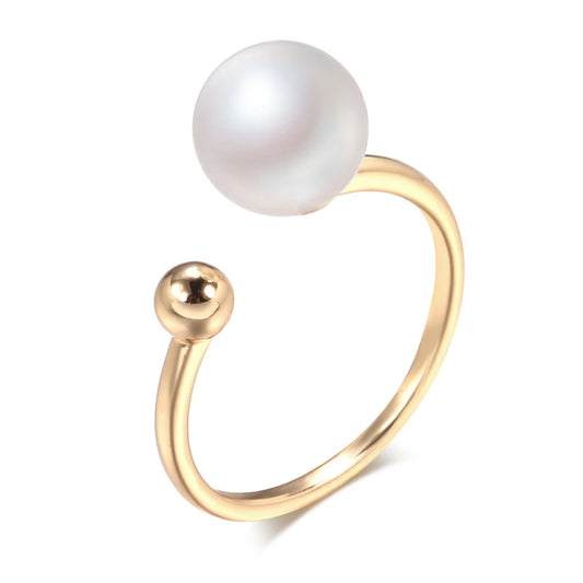Pearl Ring Fashion Jewelry Ethnic Bride Wedding Ring Vintage Fine 585 Rose Gold Jewelry