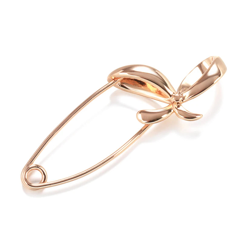 New 585 Rose Gold Women Brooch Fashion Wedding Jewelry Unique Creative Hollow Metal Bowknot Boutonniere Fine Hot Brooch