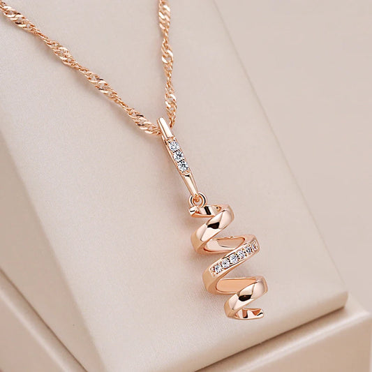 Geometry Rotate Pendant Necklace for Women Natural Zircon Accessories Trend Daily Jewelry