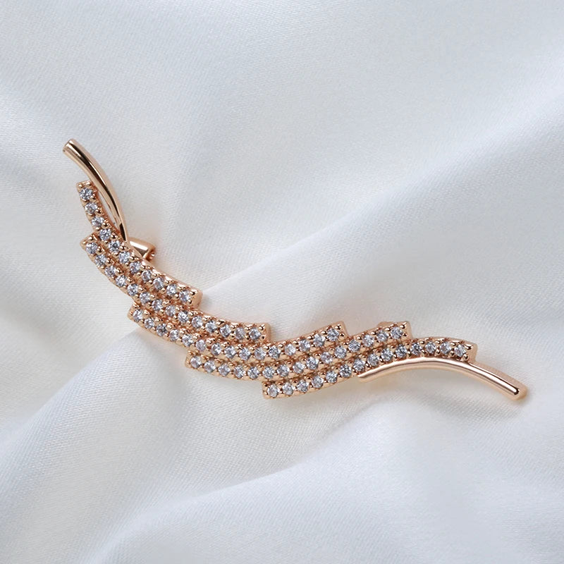 New 585 Rose Gold Fine Brooch for Women Creative Fashion Wedding Jewelry Unique Hollow Natural Zircon Boutonniere 2022 Hot