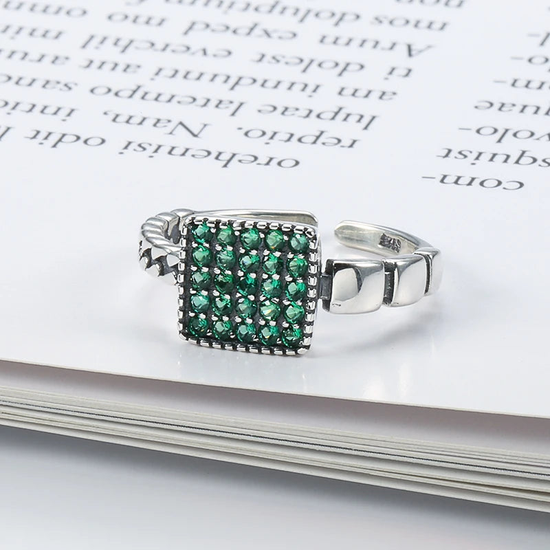 925 Sterling Silver Emerald Rings for Women Minimalist Style Fine Jewelry Luxury Natural Zircon Bride Wedding Ring