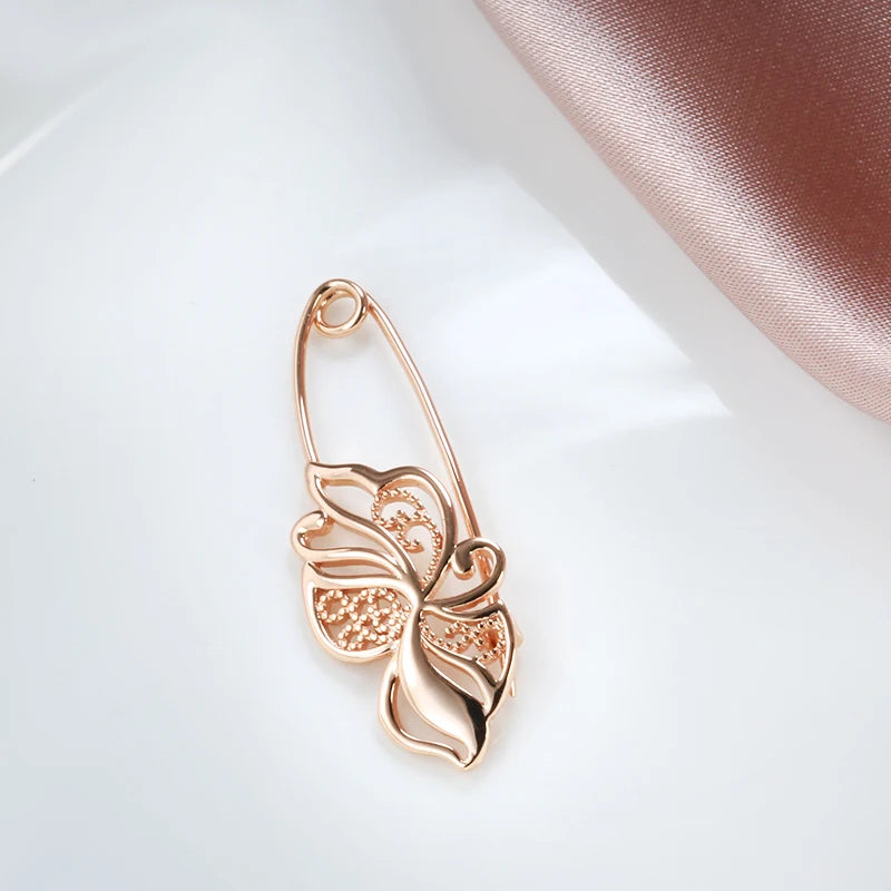 New 585 Rose Gold Women Brooch Fashion Wedding Jewelry Unique Creative Modern Fine Boutonniere Hot Hollow Metal Brooch