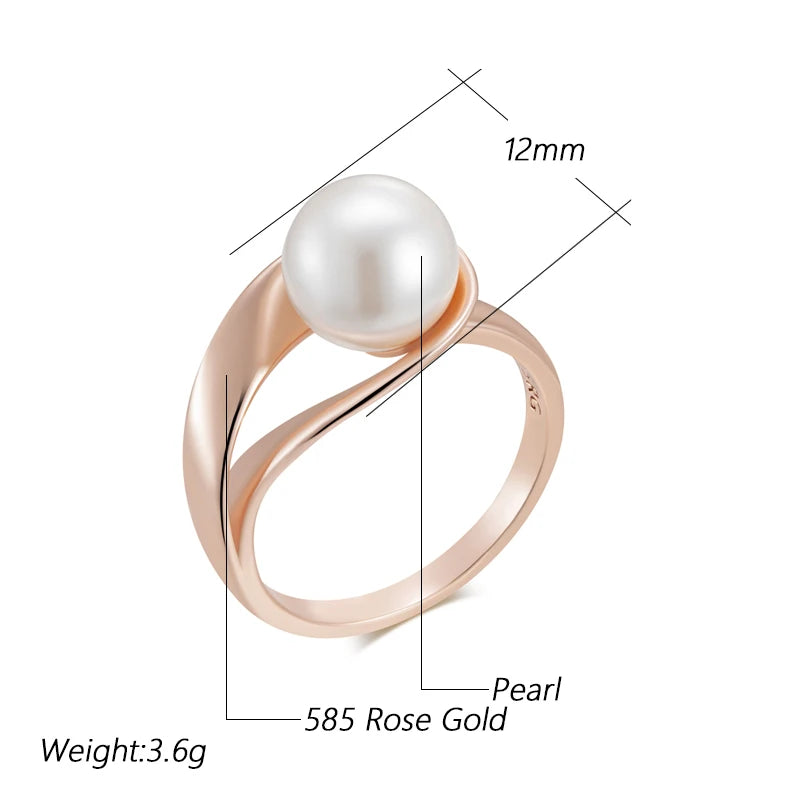 Pearl Rings for Women Unique Geometric Hollow Design Bridal Wedding Jewelry Daily Wear Gift