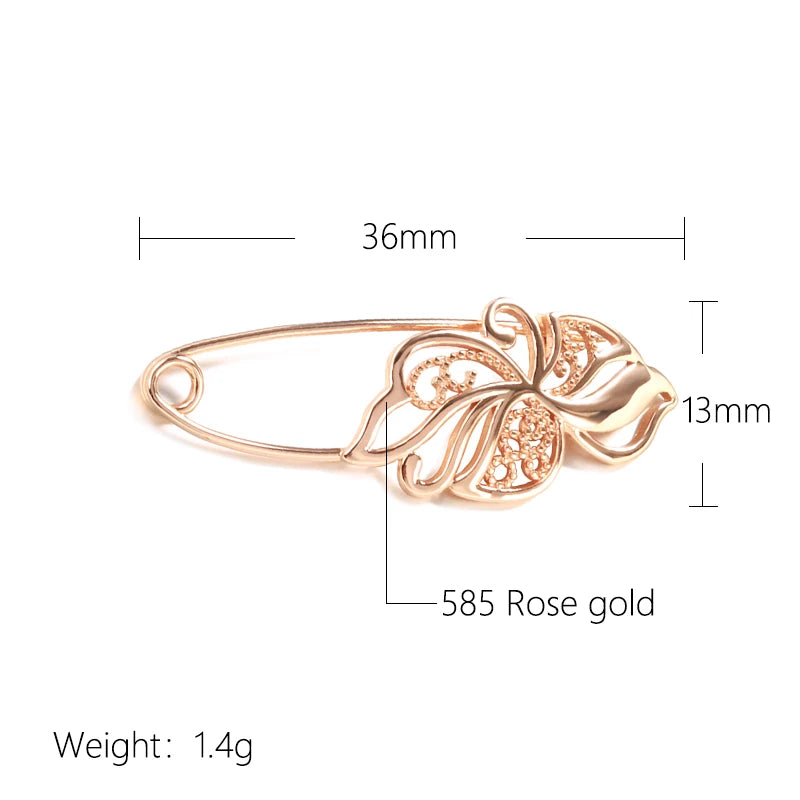 New 585 Rose Gold Women Brooch Fashion Wedding Jewelry Unique Creative Modern Fine Boutonniere Hot Hollow Metal Brooch
