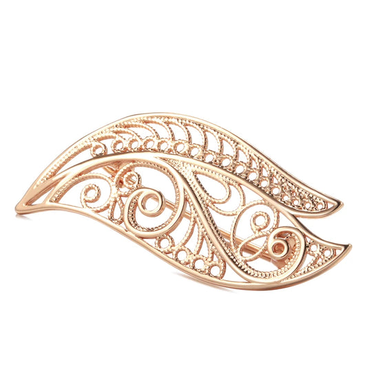 New 585 Rose Gold Women Brooch Fashion Wedding Jewelry Unique Creative Modern Fine Boutonniere Hot Hollow Metal Brooch