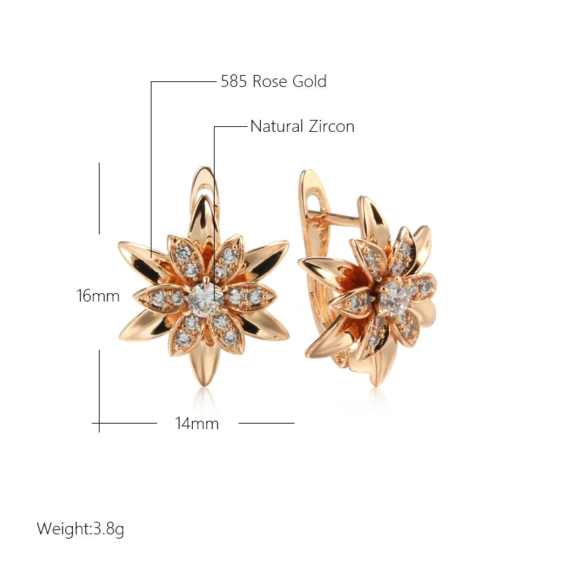 Sexy Earrings Unusual Metal Flower Natural Zircon Women Earrings Party Girls Exaggerated Jewelry