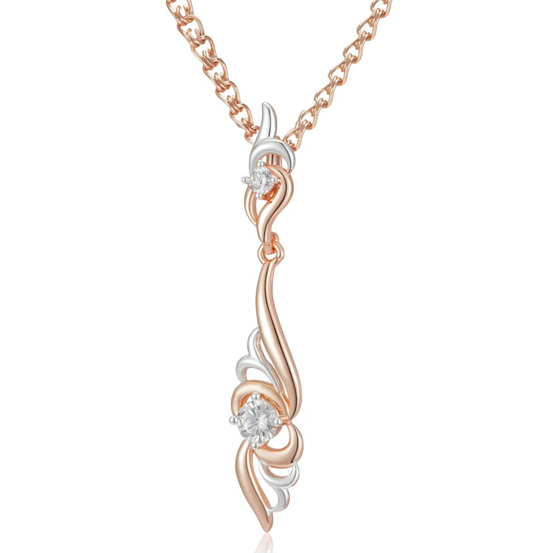 Unique Flower Shape Pendant Necklace Women Fashion 585 Rose Gold Silver Color Mix Boho Pendant Ethnic Daily Jewelry