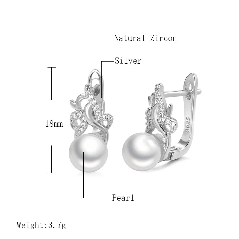 Trendy 18K Gold Pearl Stud Earrings for Women Party Accessories Natural Zircon Earrings Wedding Jewelry Crystal Gifts